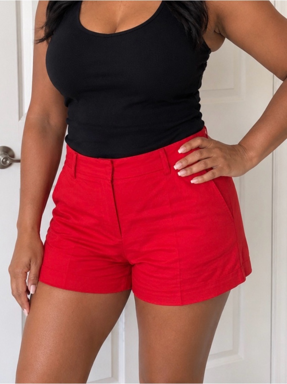 New York & Company Red High-Rise Women's Shorts